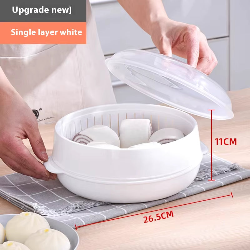 Home Multichamber Steamed Bun Steamer Thickened Food Contact Grade Material Steam Box for Microwave Oven