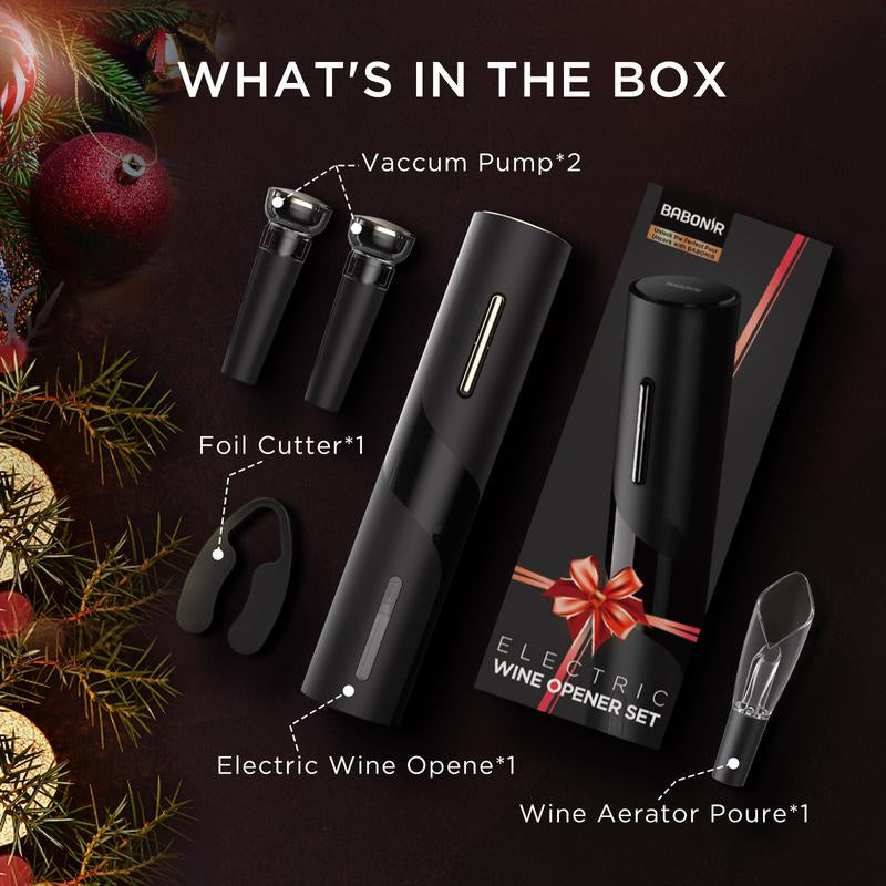 Electric Wine Opener Set - Automatic Electronic Bottle Openers, Vacuum Stoppers, Wine Aerator, and Foil Cutter Automatic Bottle,Kitchen Utensils Modern