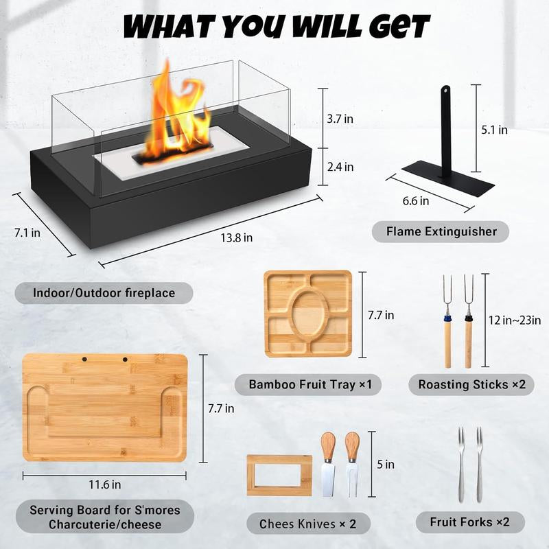 Tabletop Fire Pit with Charcuterie Boards - Smores Maker Kit Indoor & Outdoor, #Fallfreshness, Engagement Gifts for Couples, Gifts Ideals for Wedding, Housewarming, White Elephant, Bridal Showers, Christmas