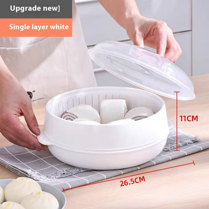 Home Multichamber Steamed Bun Steamer Thickened Food Contact Grade Material Steam Box for Microwave Oven