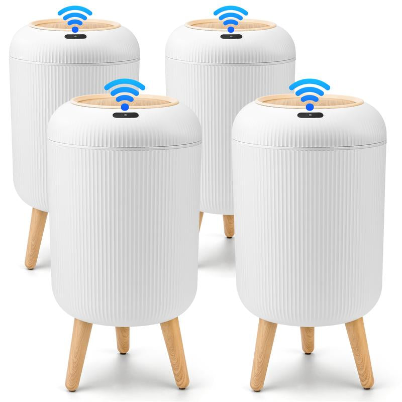 PUKOMC Automatic Sensor Trash Can with Nordic Design Waterproof Compact Hands-Free Motion Sensor Lid Reusable Smart Kitchen Compost Bin 2.6 Gallons Induction