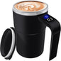 13 OZ Automatic Stirring Coffee Cup, Coffee Cup with Magnetic Capsule, with Temperature Display Function, Suitable for Coffee, Beverages, Hot Cocoa, Coffee Bar Drinkware, Reusable USB Rechargeable Cup Travel Mug Reusable Black Coffee