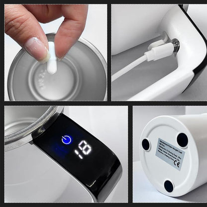 13 OZ Automatic Stirring Coffee Cup, Coffee Cup with Magnetic Capsule, with Temperature Display Function, Suitable for Coffee, Beverages, Hot Cocoa, Coffee Bar Drinkware, Reusable USB Rechargeable Cup Travel Mug Reusable Black Coffee