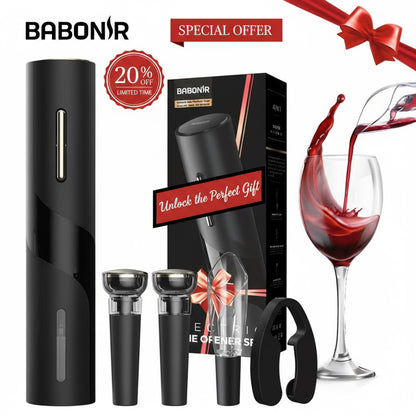 Electric Wine Opener Set - Automatic Electronic Bottle Openers, Vacuum Stoppers, Wine Aerator, and Foil Cutter Automatic Bottle,Kitchen Utensils Modern
