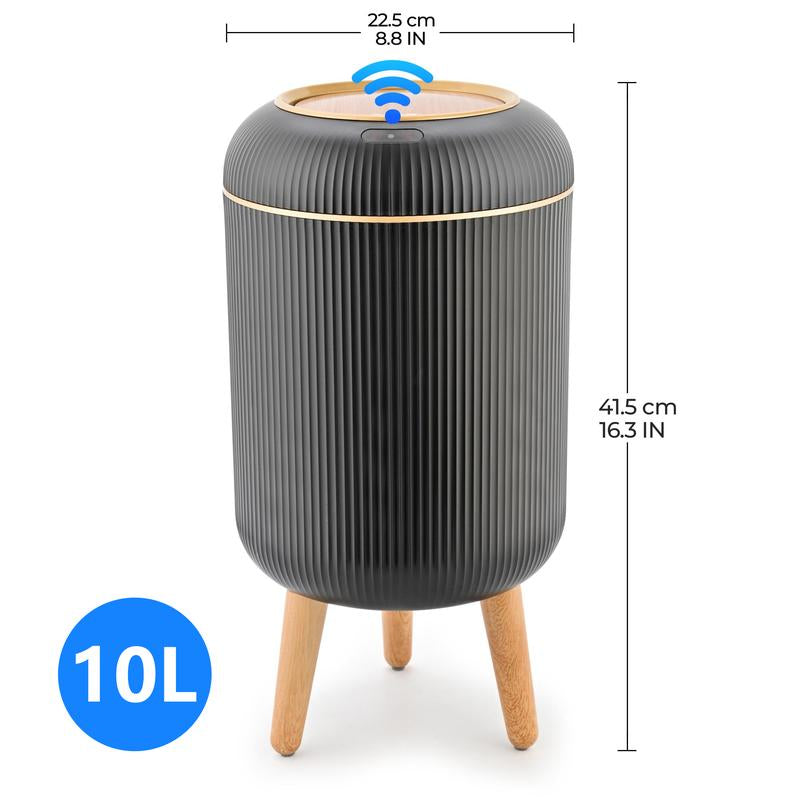 PUKOMC Automatic Sensor Trash Can with Nordic Design Waterproof Compact Hands-Free Motion Sensor Lid Reusable Smart Kitchen Compost Bin 2.6 Gallons Induction