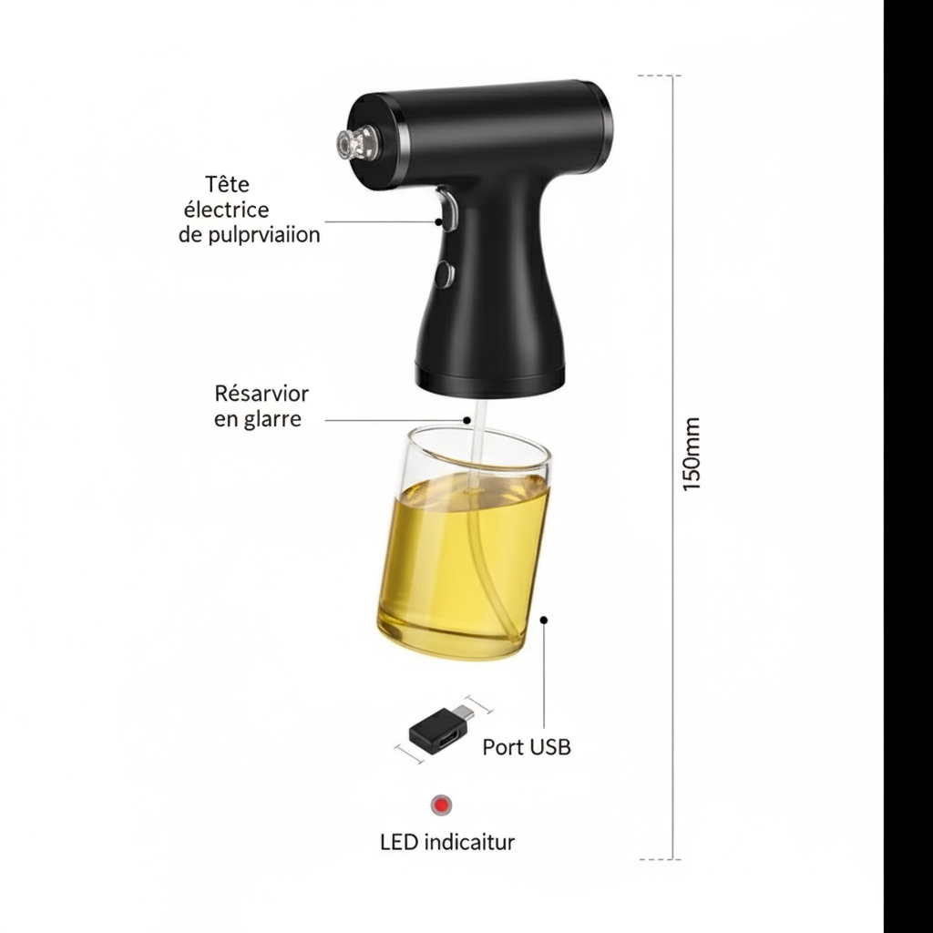 Xiaomi Olive Oil Sprayer with Lights Oil Spray Bottle Adjustable Electric Oil Sauce Vinegar Dispenser Kitchen Cooking Tool
