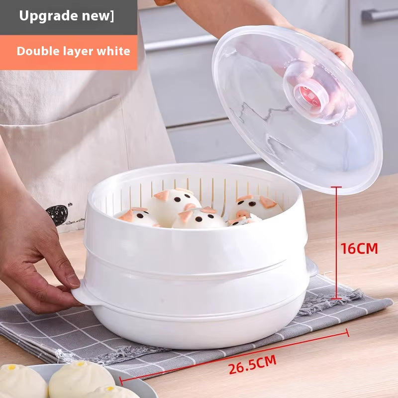 Home Multichamber Steamed Bun Steamer Thickened Food Contact Grade Material Steam Box for Microwave Oven