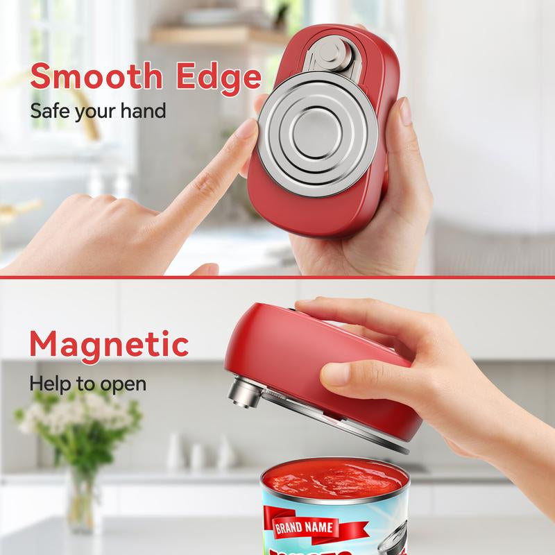 Osnil Handsfree Rechargeable Electric Can Opener - One Touch Operation, Smooth Edge, Safe Operation Canopener, Kitchen Utensils, Ideal for Chef Seniors & Moms, Automatic Open Any Size Can with Food-Safe with Rechargeable Battery and USB Cable Peace
