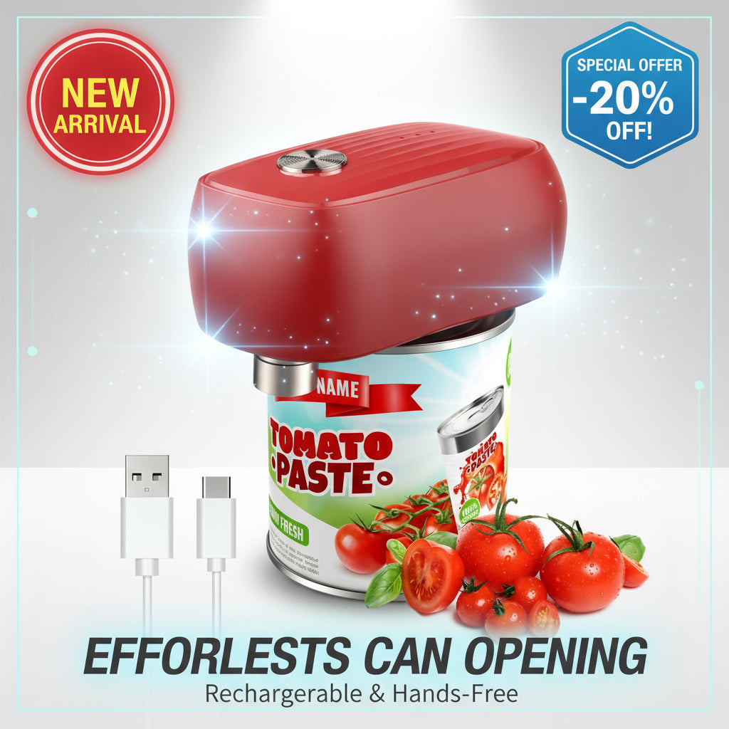 Osnil Handsfree Rechargeable Electric Can Opener - One Touch Operation, Smooth Edge, Safe Operation Canopener, Kitchen Utensils, Ideal for Chef Seniors & Moms, Automatic Open Any Size Can with Food-Safe with Rechargeable Battery and USB Cable Peace
