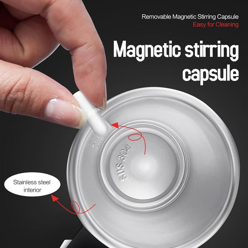 13 OZ Automatic Stirring Coffee Cup, Coffee Cup with Magnetic Capsule, with Temperature Display Function, Suitable for Coffee, Beverages, Hot Cocoa, Coffee Bar Drinkware, Reusable USB Rechargeable Cup Travel Mug Reusable Black Coffee