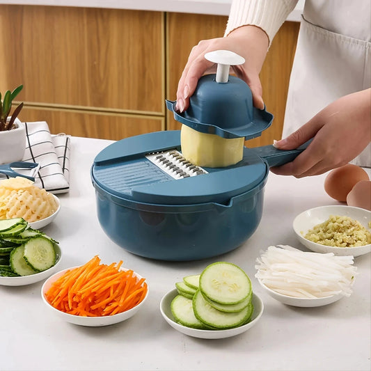 Coupe-légumes multifonctionnel 9 en 1, pommes de terre coupées manuellement, trancheur, râpe, ustensiles de cuisine, accessoires, outils
