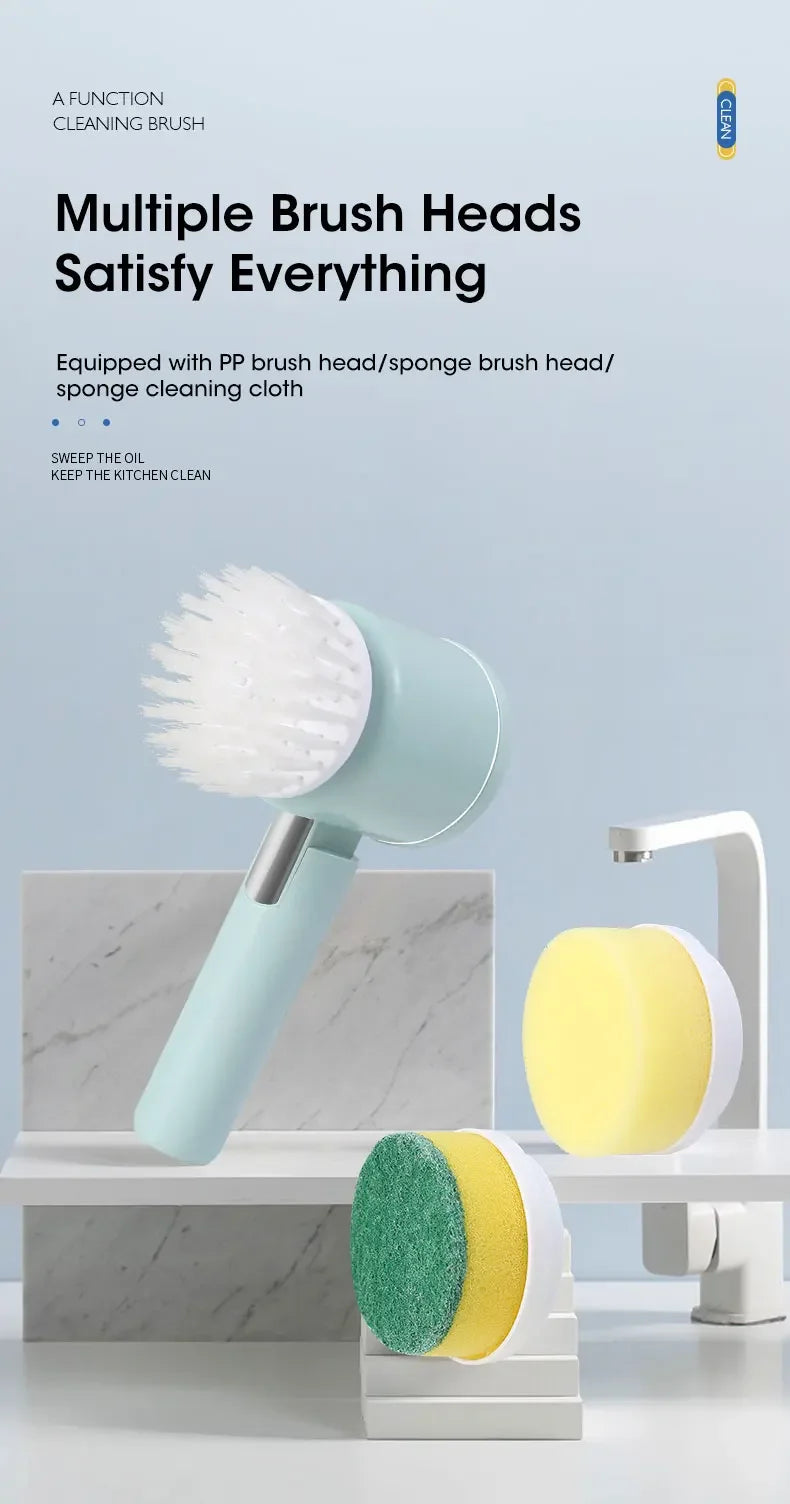 Épurateur électrique sans fil 2025 avec 5 brosses, nettoyeur de salle de bain Rechargeable étanche IPX7 pour le nettoyage des carreaux/douche/sucisses