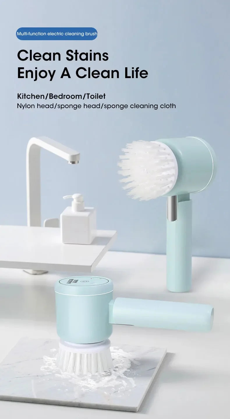 Épurateur électrique sans fil 2025 avec 5 brosses, nettoyeur de salle de bain Rechargeable étanche IPX7 pour le nettoyage des carreaux/douche/sucisses