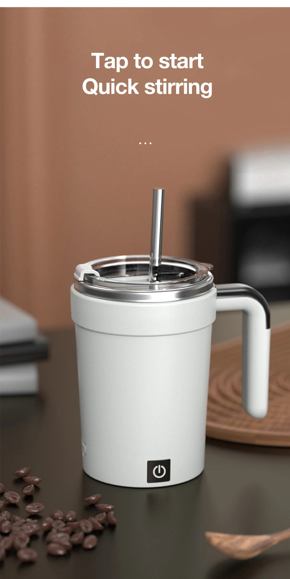 Tasse à agitation automatique tasses à agitation électrique rechargeables mélangeur magnétique tasse à café en acier inoxydable gobelet magnétique rotatif