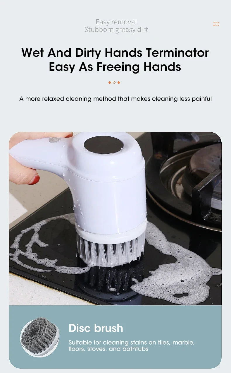 Épurateur électrique sans fil 2025 avec 5 brosses, nettoyeur de salle de bain Rechargeable étanche IPX7 pour le nettoyage des carreaux/douche/sucisses