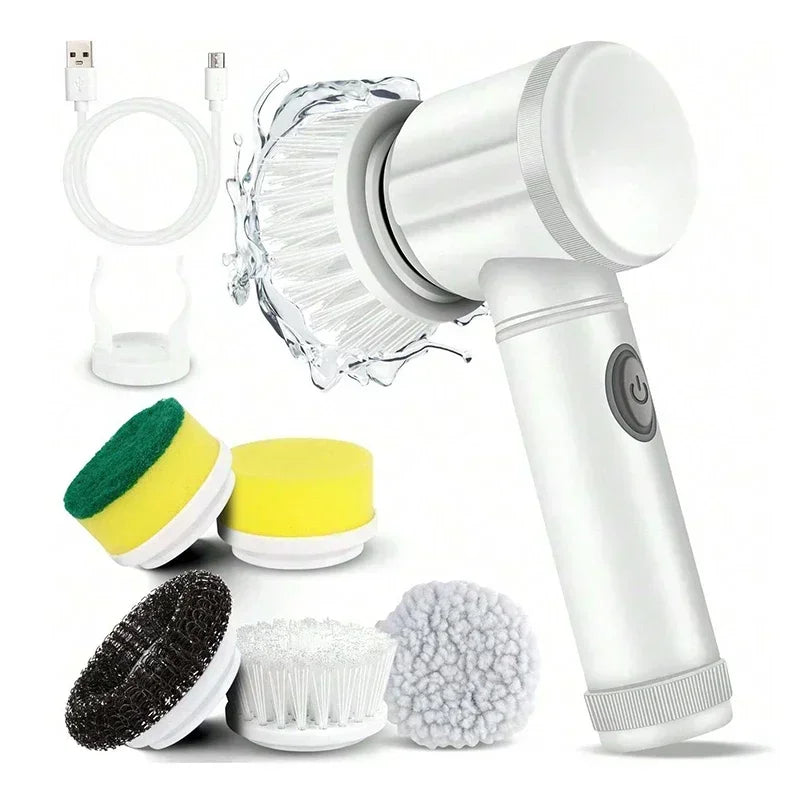 Épurateur électrique sans fil 2025 avec 5 brosses, nettoyeur de salle de bain Rechargeable étanche IPX7 pour le nettoyage des carreaux/douche/sucisses