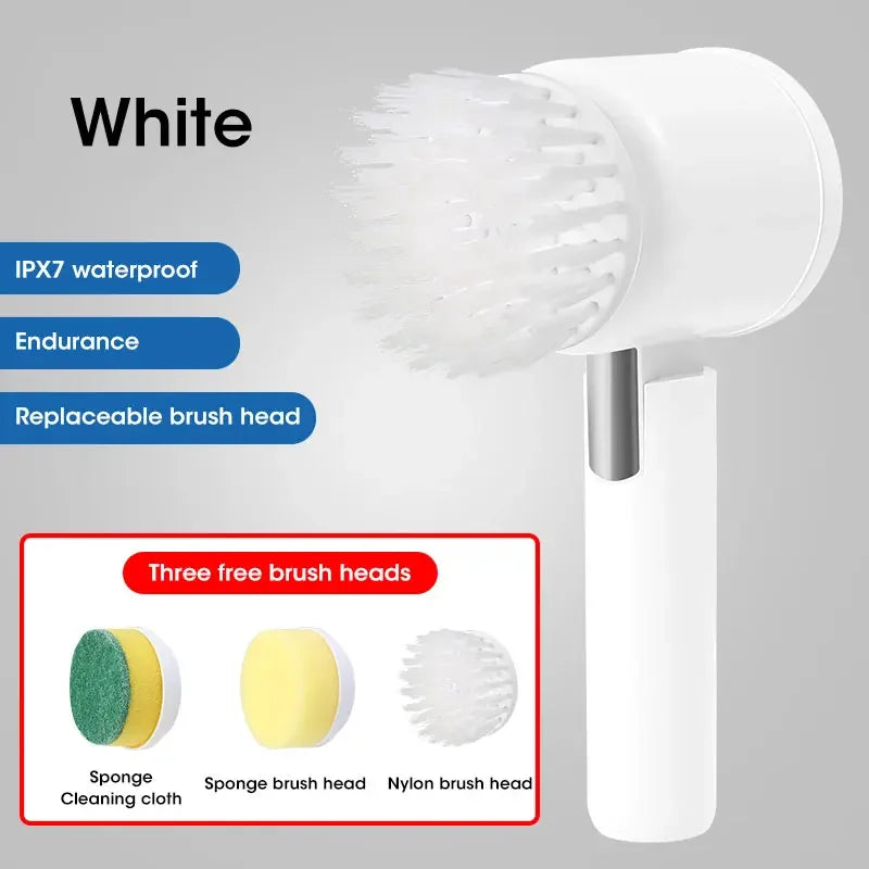 Épurateur électrique sans fil 2025 avec 5 brosses, nettoyeur de salle de bain Rechargeable étanche IPX7 pour le nettoyage des carreaux/douche/sucisses