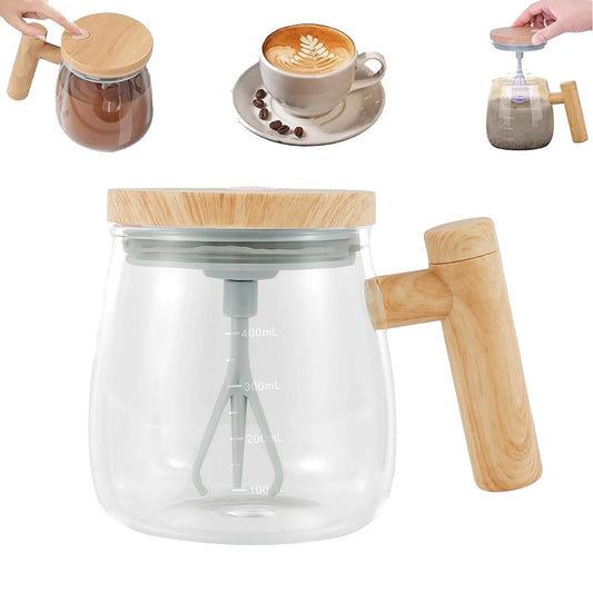 Tasse à café à agitation automatique, tasse à agitation électrique de 400ml, tasse à mélange automatique en verre, tasse de mélange de poudre de protéines électrique automatique et étanche