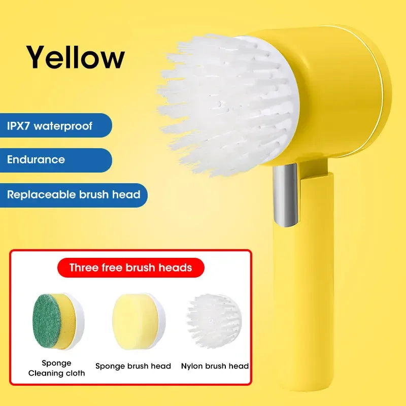 Épurateur électrique sans fil 2025 avec 5 brosses, nettoyeur de salle de bain Rechargeable étanche IPX7 pour le nettoyage des carreaux/douche/sucisses