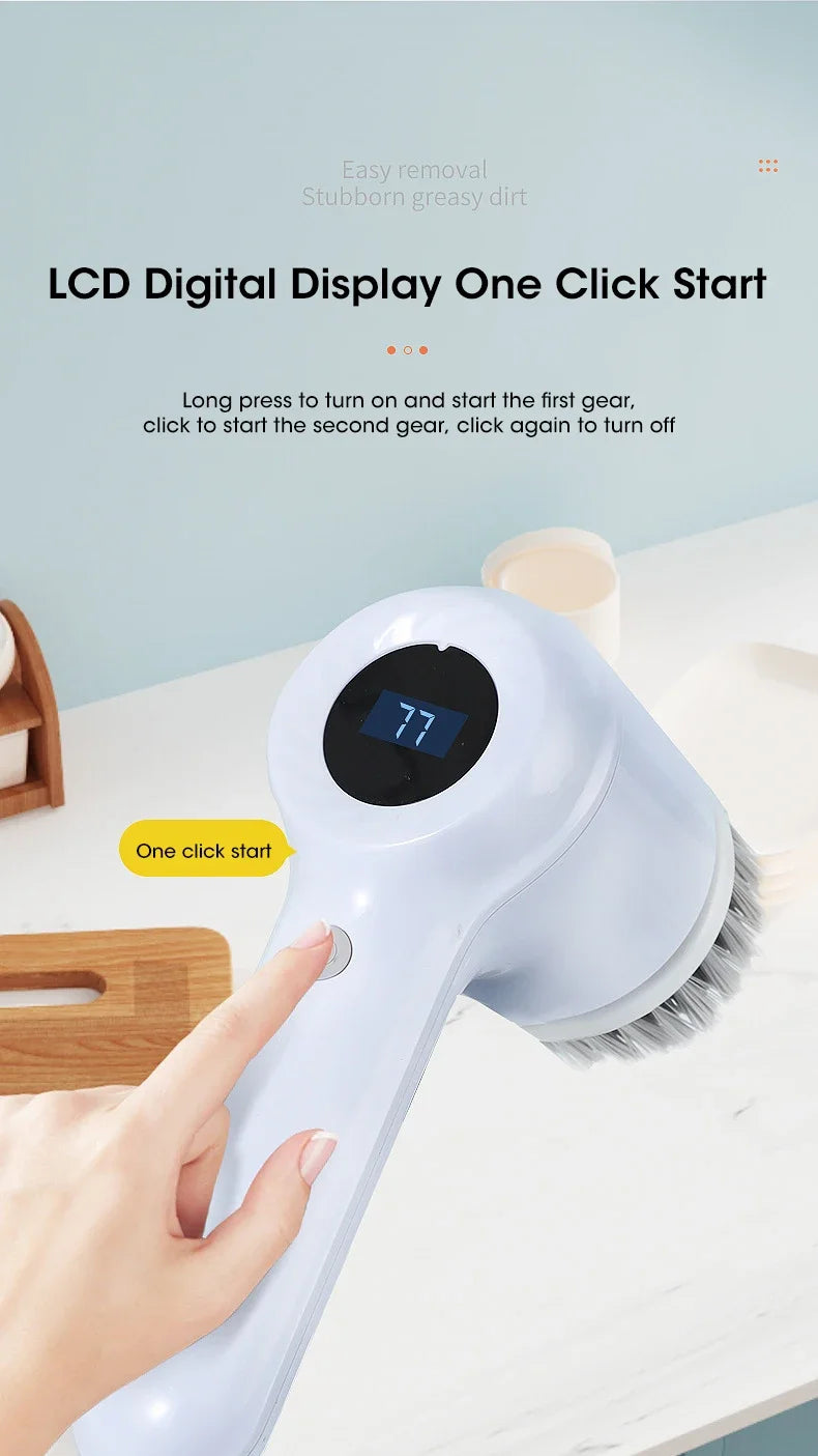 Épurateur électrique sans fil 2025 avec 5 brosses, nettoyeur de salle de bain Rechargeable étanche IPX7 pour le nettoyage des carreaux/douche/sucisses