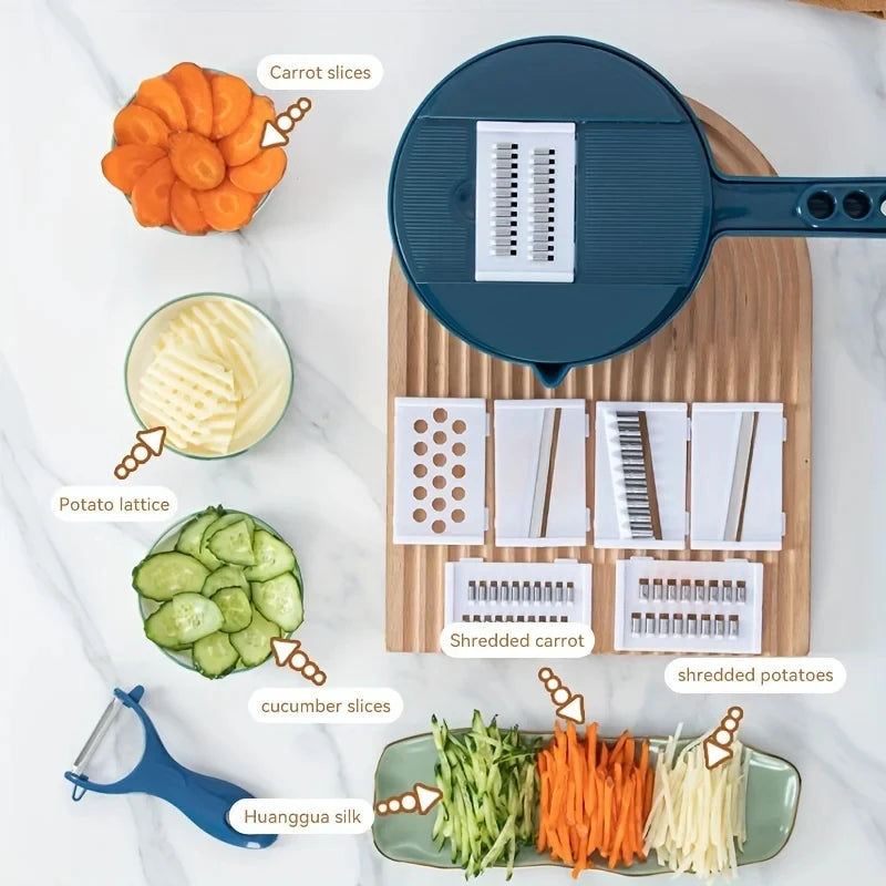 Coupe-légumes multifonctionnel 9 en 1, pommes de terre coupées manuellement, trancheur, râpe, ustensiles de cuisine, accessoires, outils