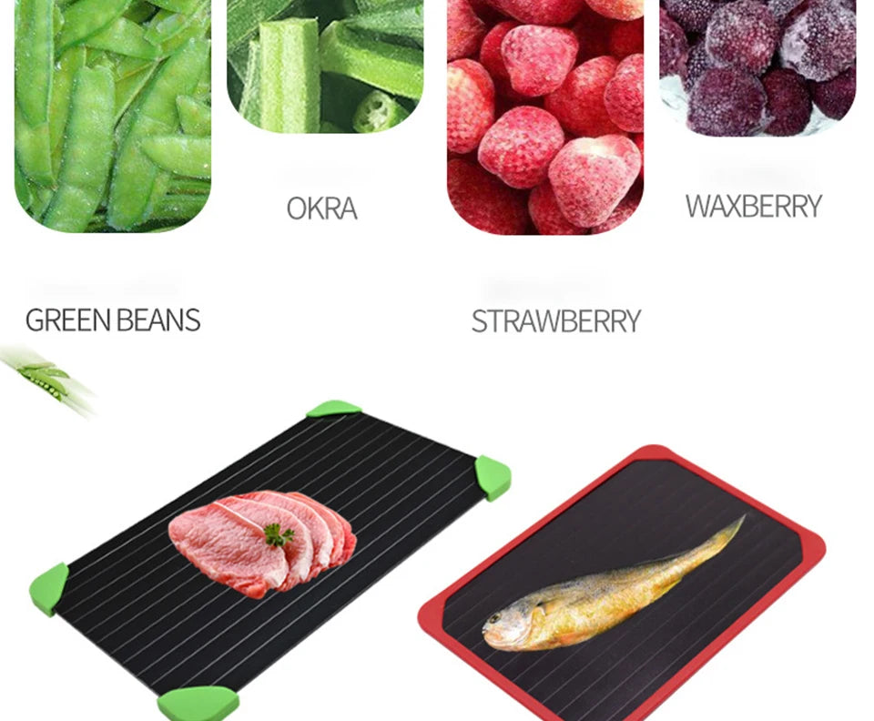 Plateau de dégivrage rapide, planche de dégivrage, aliments surgelés, viande, fruits, plaque de dégivrage rapide, plateau de dégivrage, Gadgets de cuisine