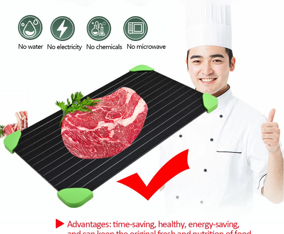 Plateau de dégivrage rapide, planche de dégivrage, aliments surgelés, viande, fruits, plaque de dégivrage rapide, plateau de dégivrage, Gadgets de cuisine
