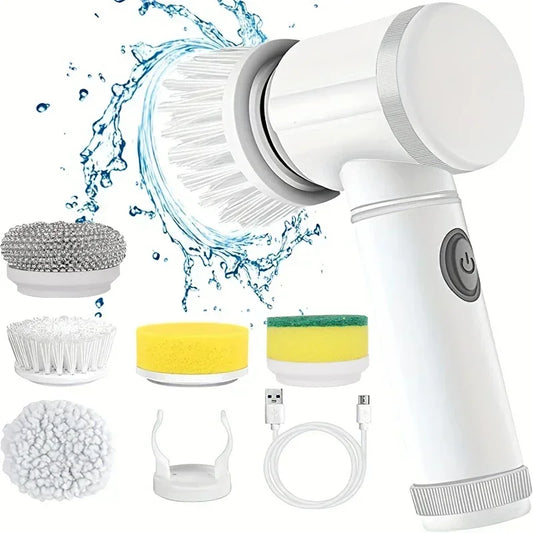 Épurateur électrique sans fil 2025 avec 5 brosses, nettoyeur de salle de bain Rechargeable étanche IPX7 pour le nettoyage des carreaux/douche/sucisses