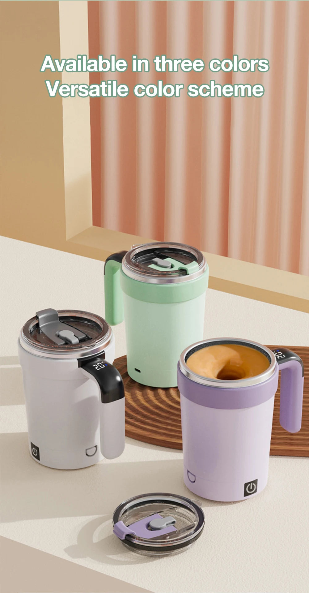 Tasse à agitation automatique tasses à agitation électrique rechargeables mélangeur magnétique tasse à café en acier inoxydable gobelet magnétique rotatif