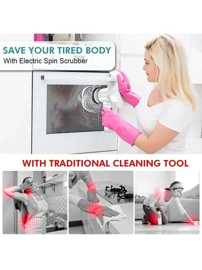 Épurateur électrique sans fil 2025 avec 5 brosses, nettoyeur de salle de bain Rechargeable étanche IPX7 pour le nettoyage des carreaux/douche/sucisses