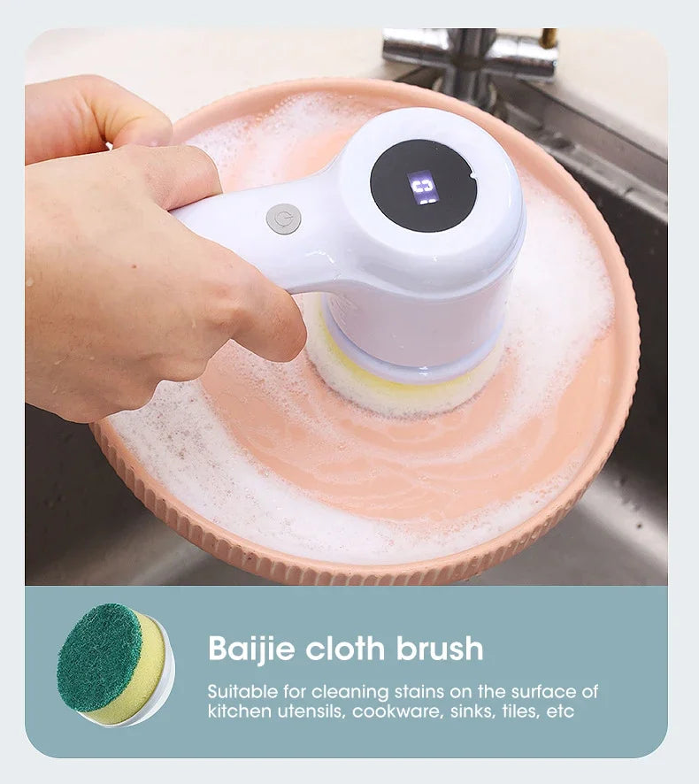 Épurateur électrique sans fil 2025 avec 5 brosses, nettoyeur de salle de bain Rechargeable étanche IPX7 pour le nettoyage des carreaux/douche/sucisses