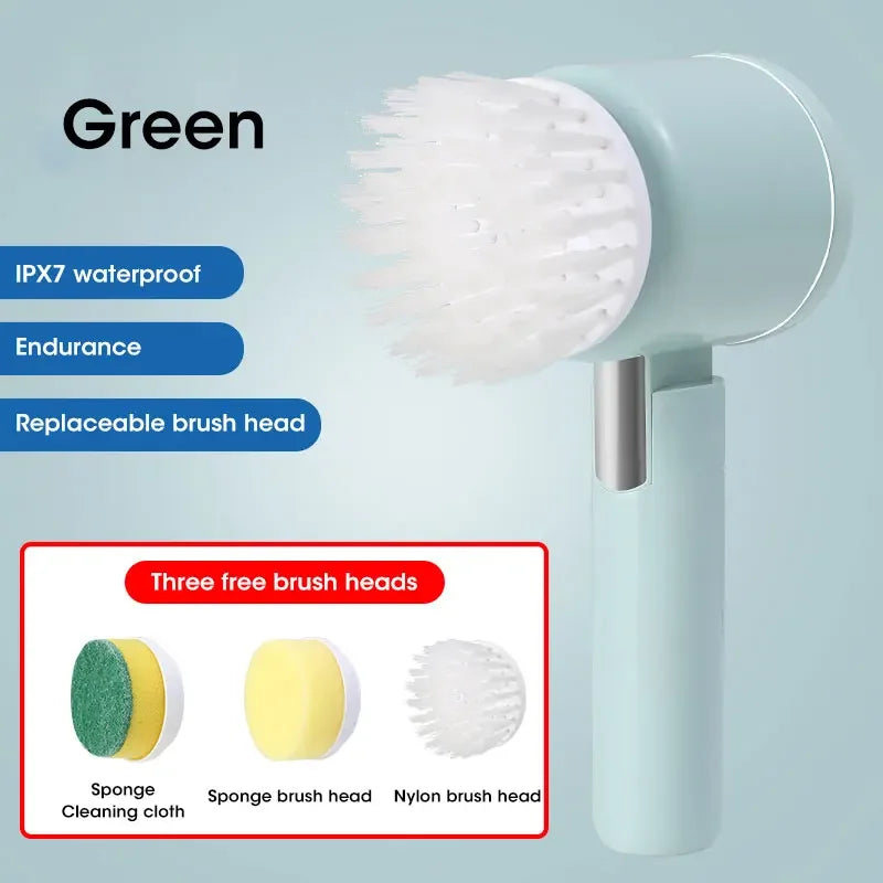 Épurateur électrique sans fil 2025 avec 5 brosses, nettoyeur de salle de bain Rechargeable étanche IPX7 pour le nettoyage des carreaux/douche/sucisses