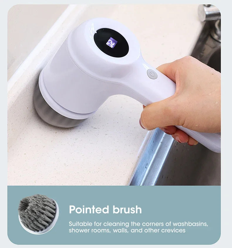 Épurateur électrique sans fil 2025 avec 5 brosses, nettoyeur de salle de bain Rechargeable étanche IPX7 pour le nettoyage des carreaux/douche/sucisses