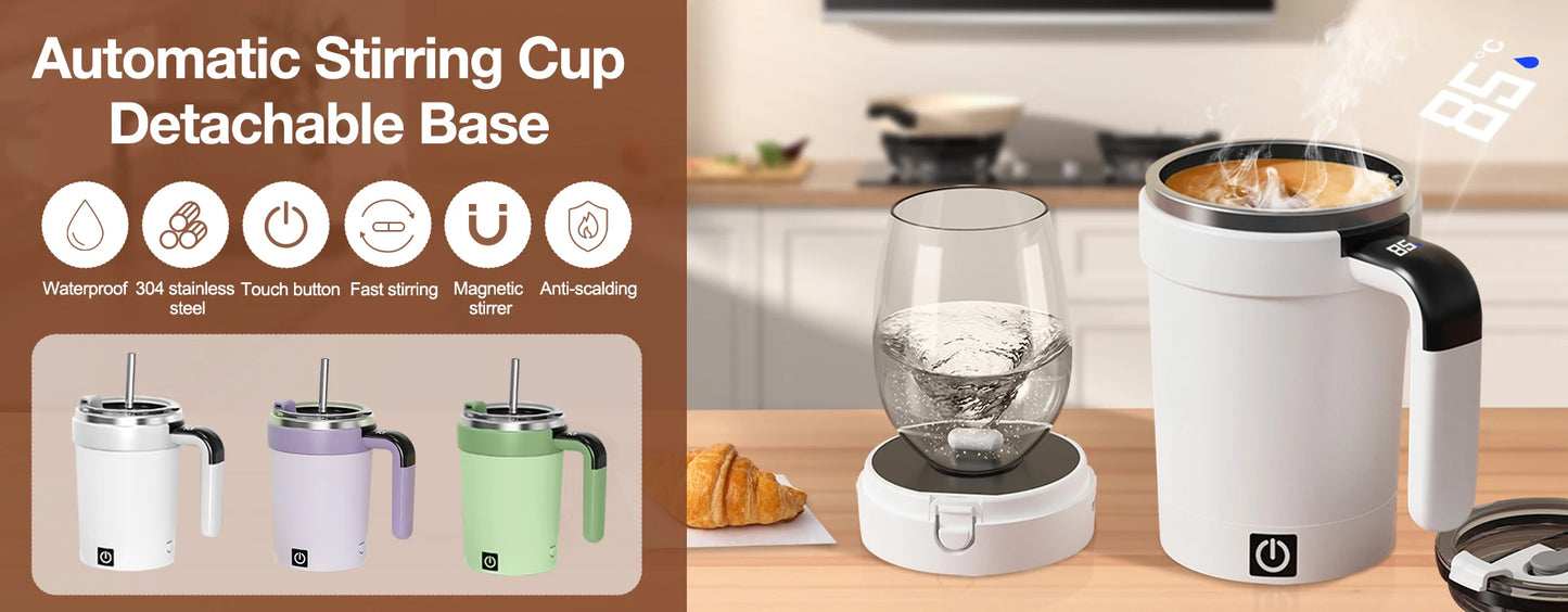 Tasse à agitation automatique tasses à agitation électrique rechargeables mélangeur magnétique tasse à café en acier inoxydable gobelet magnétique rotatif