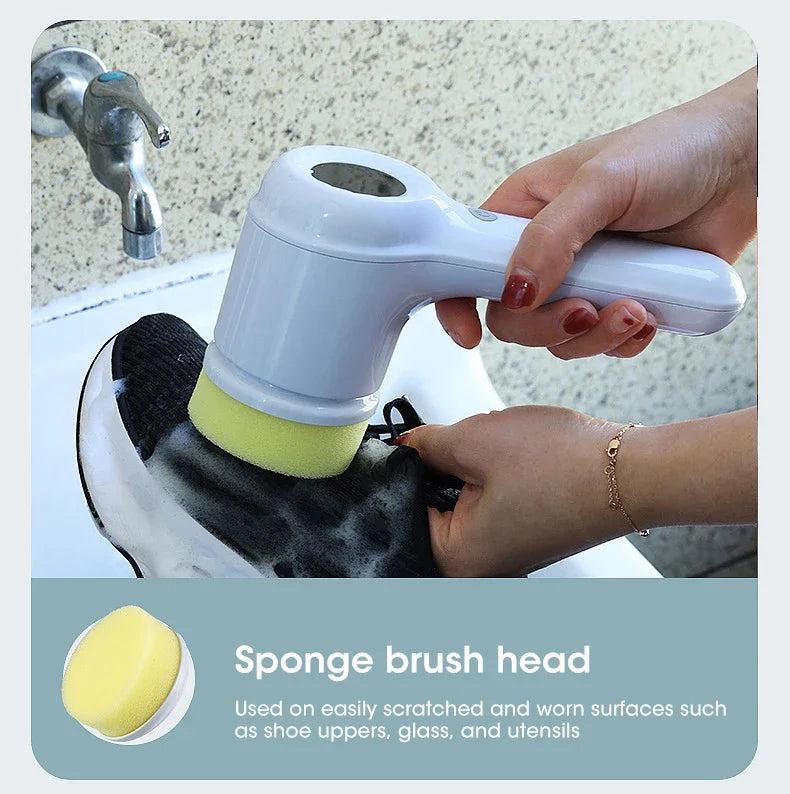 Épurateur électrique sans fil 2025 avec 5 brosses, nettoyeur de salle de bain Rechargeable étanche IPX7 pour le nettoyage des carreaux/douche/sucisses