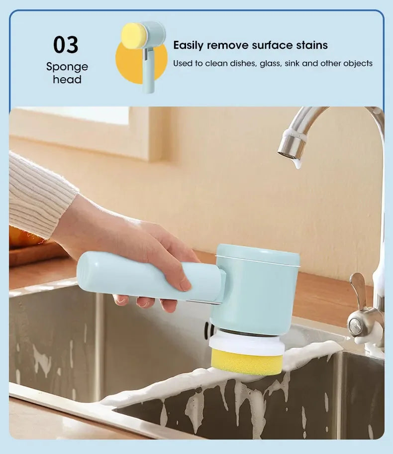 Épurateur électrique sans fil 2025 avec 5 brosses, nettoyeur de salle de bain Rechargeable étanche IPX7 pour le nettoyage des carreaux/douche/sucisses
