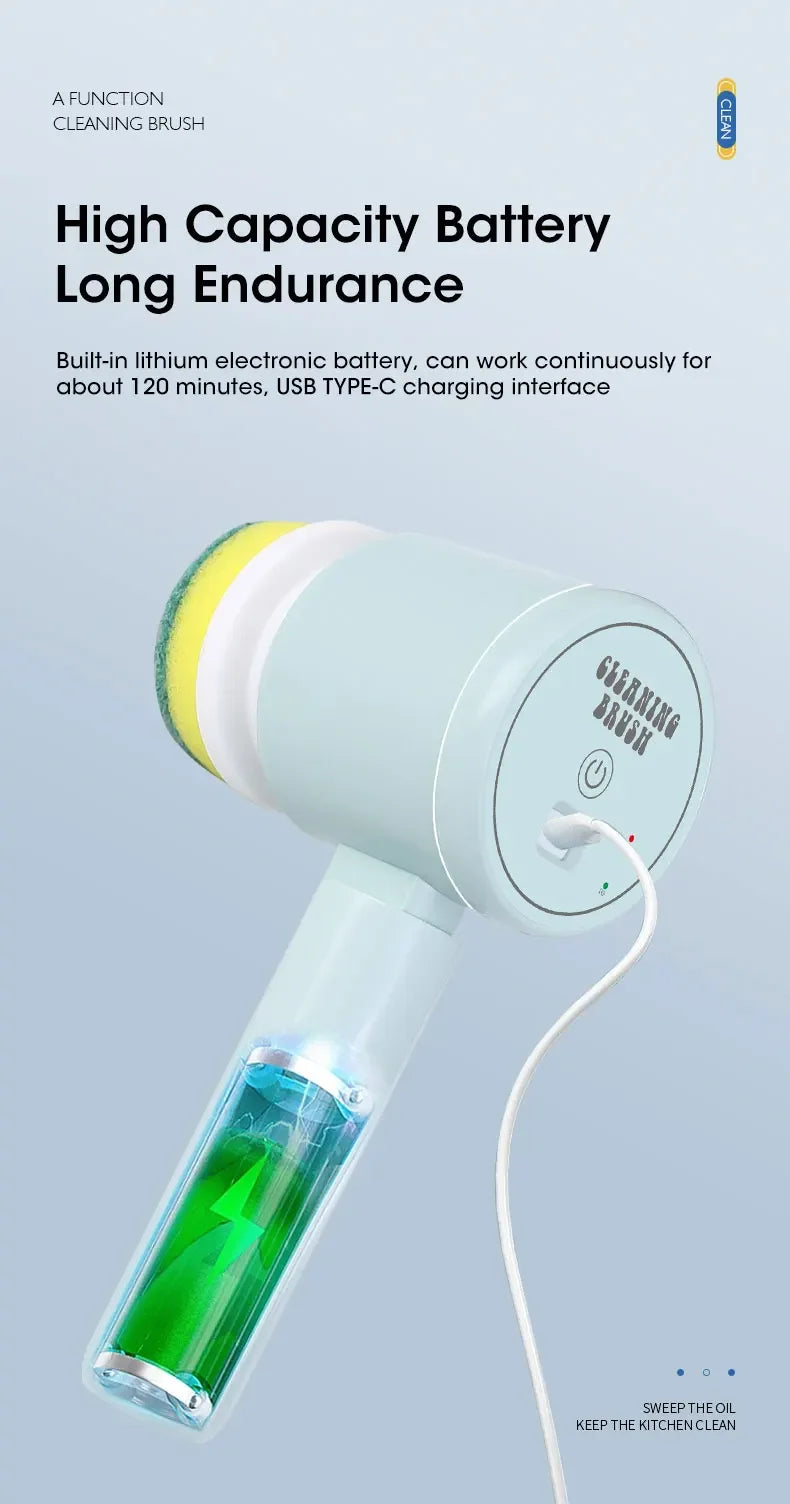 Épurateur électrique sans fil 2025 avec 5 brosses, nettoyeur de salle de bain Rechargeable étanche IPX7 pour le nettoyage des carreaux/douche/sucisses