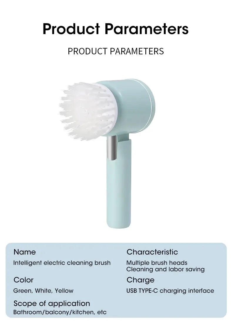 Épurateur électrique sans fil 2025 avec 5 brosses, nettoyeur de salle de bain Rechargeable étanche IPX7 pour le nettoyage des carreaux/douche/sucisses