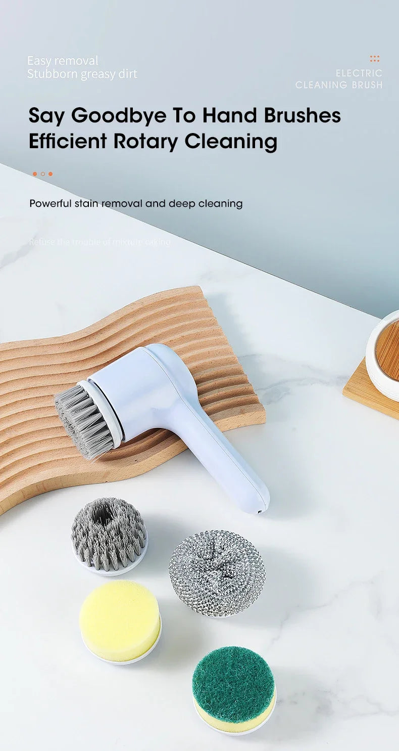 Épurateur électrique sans fil 2025 avec 5 brosses, nettoyeur de salle de bain Rechargeable étanche IPX7 pour le nettoyage des carreaux/douche/sucisses