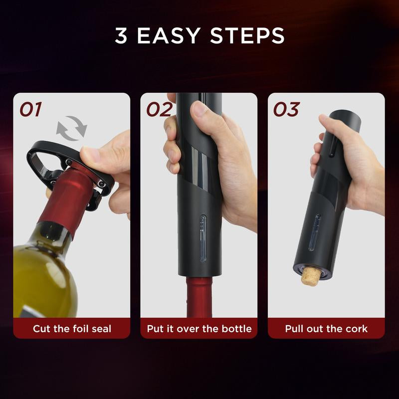 Electric Wine Opener Set - Automatic Electronic Bottle Openers, Vacuum Stoppers, Wine Aerator, and Foil Cutter Automatic Bottle,Kitchen Utensils Modern