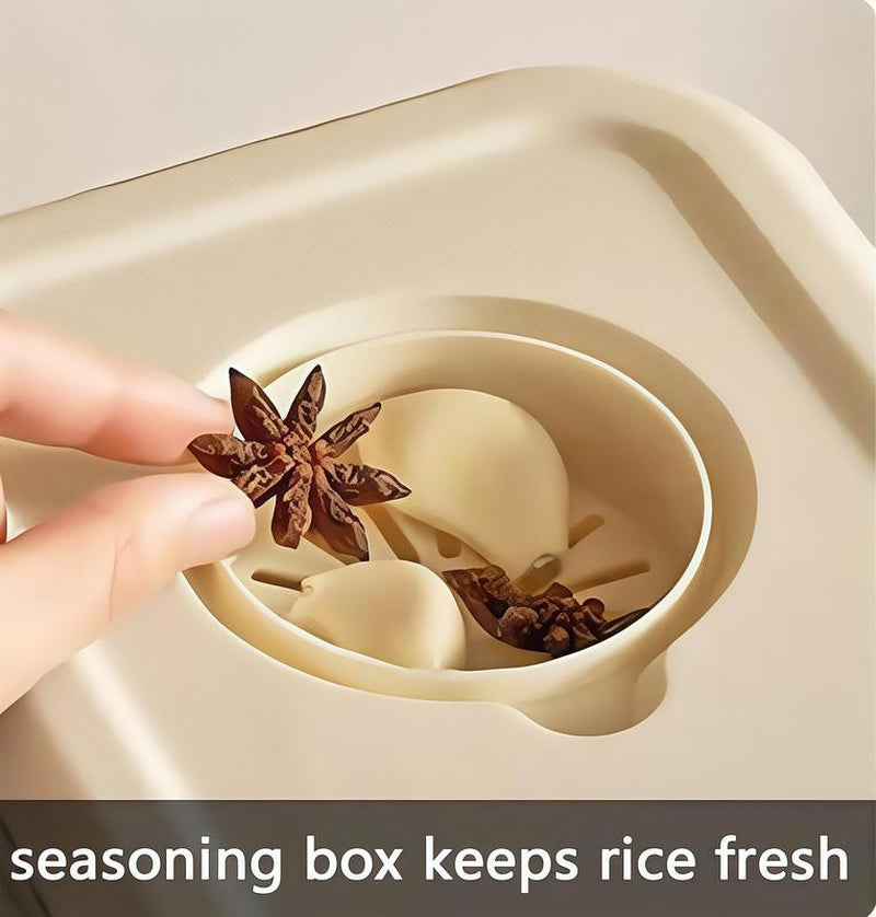 UFORU 22Lbs Rice Dispenser Airtight Food Storage Container for Rice Coffee Beans Cereals Bpa-Free Moisture Proof Kitchen Container Cream White Desiccants Utensils Large Capacity One-Touch Dispensing