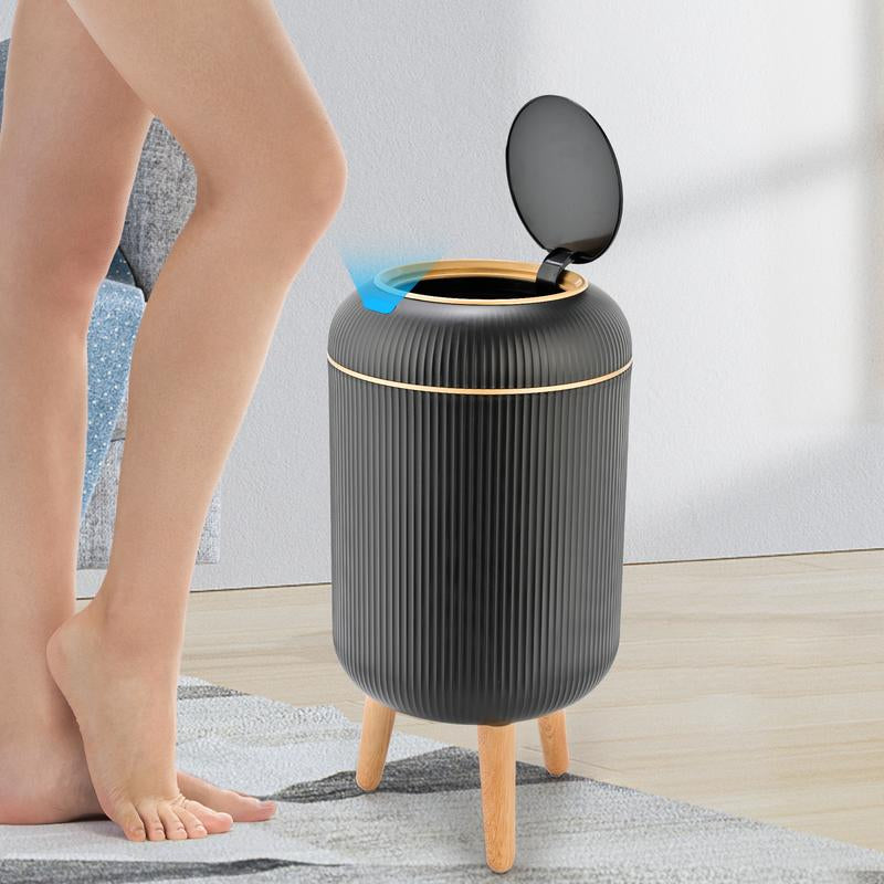 PUKOMC Automatic Sensor Trash Can with Nordic Design Waterproof Compact Hands-Free Motion Sensor Lid Reusable Smart Kitchen Compost Bin 2.6 Gallons Induction