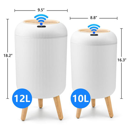 PUKOMC Automatic Sensor Trash Can with Nordic Design Waterproof Compact Hands-Free Motion Sensor Lid Reusable Smart Kitchen Compost Bin 2.6 Gallons Induction