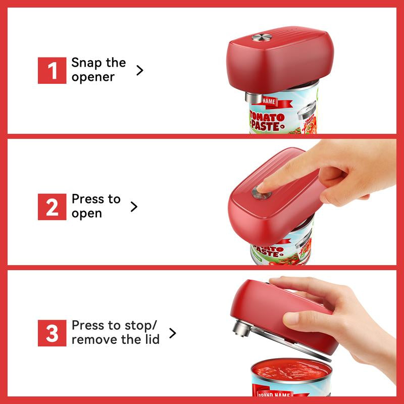 Osnil Handsfree Rechargeable Electric Can Opener - One Touch Operation, Smooth Edge, Safe Operation Canopener, Kitchen Utensils, Ideal for Chef Seniors & Moms, Automatic Open Any Size Can with Food-Safe with Rechargeable Battery and USB Cable Peace