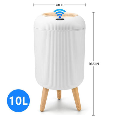 PUKOMC Automatic Sensor Trash Can with Nordic Design Waterproof Compact Hands-Free Motion Sensor Lid Reusable Smart Kitchen Compost Bin 2.6 Gallons Induction