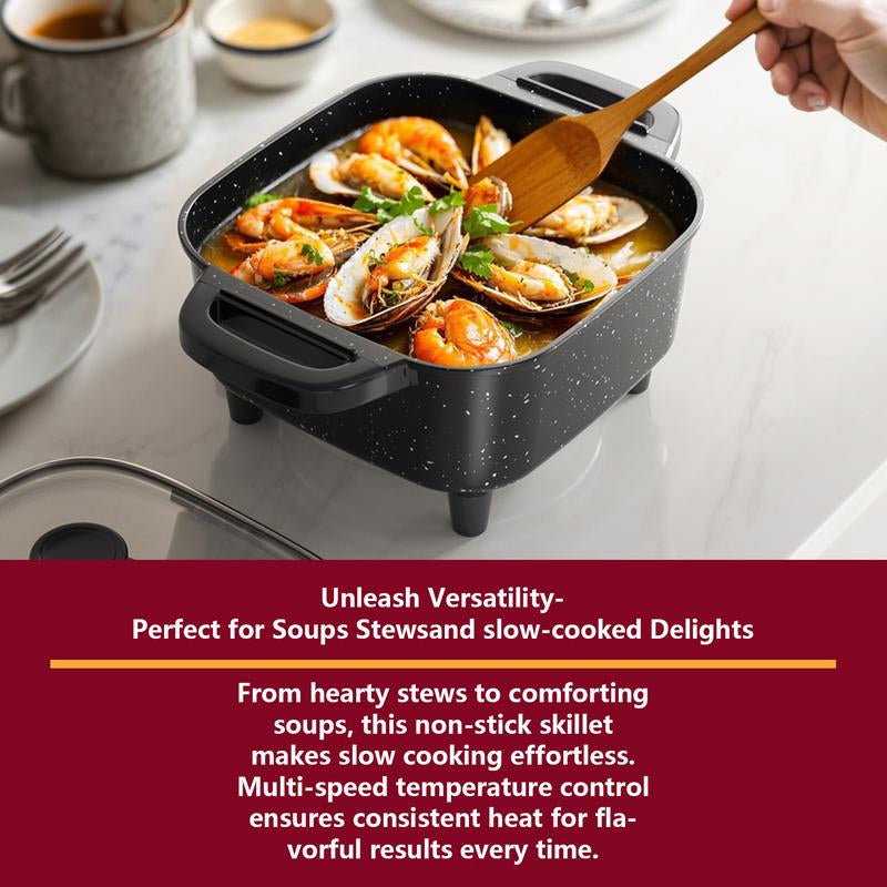 AORAN 1500W Non-Stick Electric Frying Pan, Can Be Used to Fry Steak, Eggs, and Boil Milk. It Is Suitable for Small Meals and Quick Cooking. Say Goodbye to Oversized Pots and Cook with Smarter Pots.