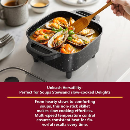 AORAN 1500W Non-Stick Electric Frying Pan, Can Be Used to Fry Steak, Eggs, and Boil Milk. It Is Suitable for Small Meals and Quick Cooking. Say Goodbye to Oversized Pots and Cook with Smarter Pots.